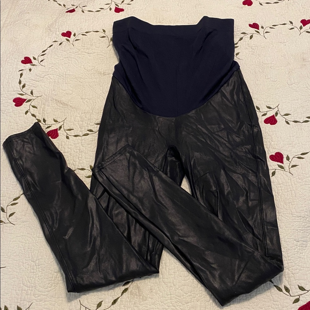 Spanx Maternity Mama Faux Leather Leggings Women’s M - Picture 2 of 8